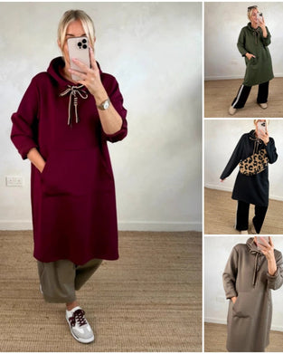 Oversized Hooded Dress with Pockets