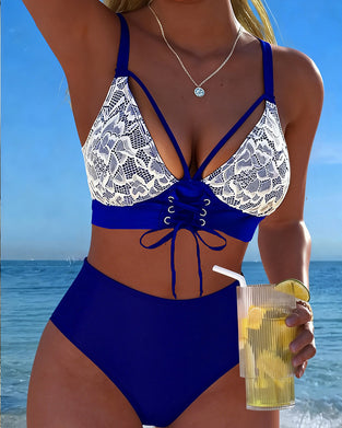 Lace Patchwork Tie Side Bikini