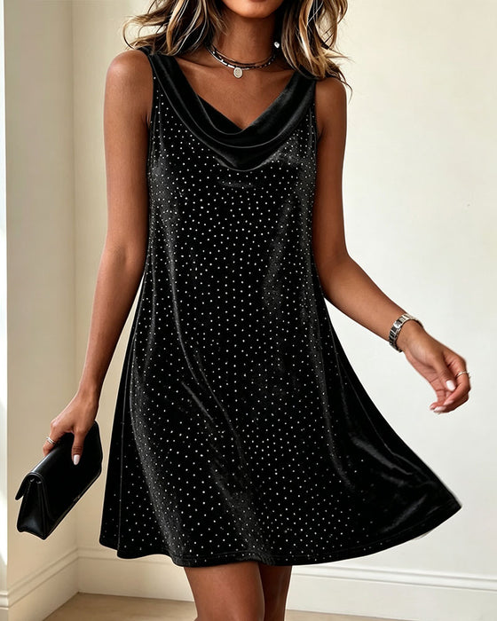 Sleeveless Cowl Neck Velvet Dress