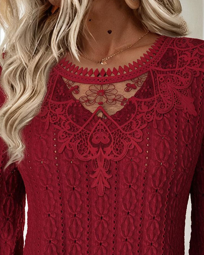 Solid Casual Long Sleeve Top