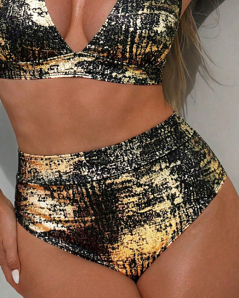 Gold Shiny High Waist Bikini