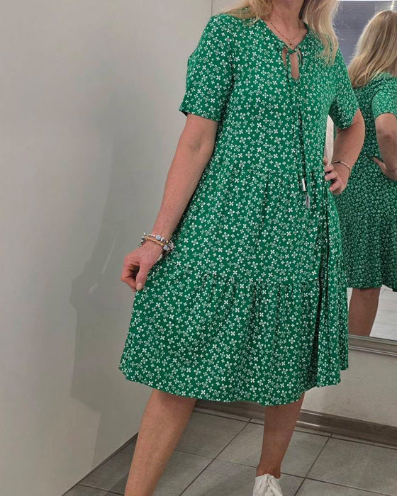 Floral Print Tie Front Dress