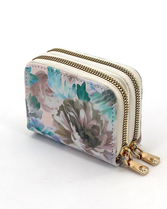 Rfid Blocking Card Holder Double Zipper Wallet