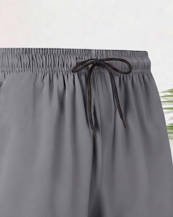 Drawstring Zipper Elastic Waist Shorts