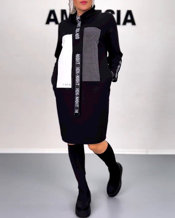 Casual Straight Dress with Drawstring