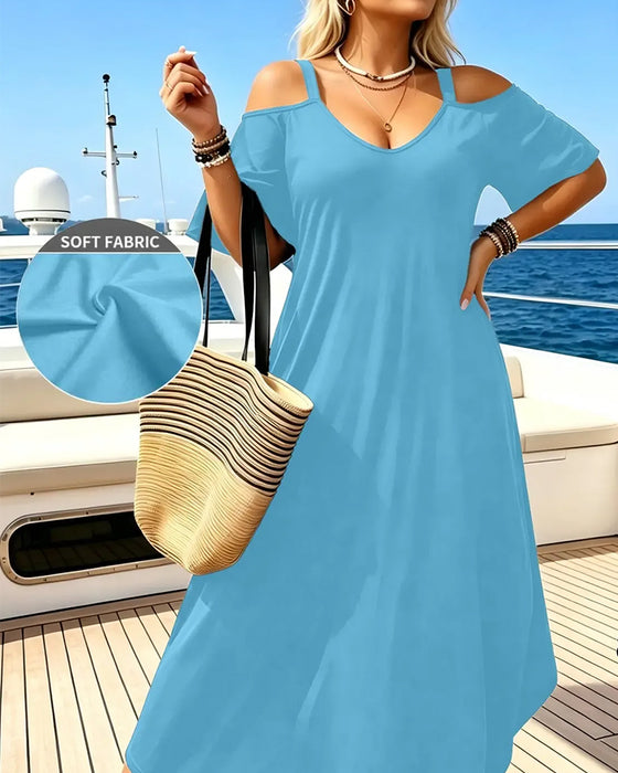 U-Neck Strappy Off-Shoulder Loose Dress