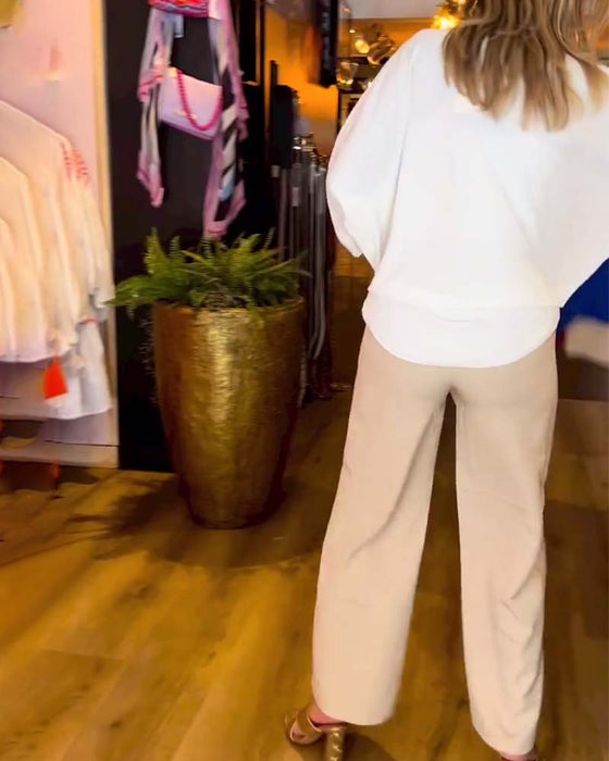 Tie Solid Color V-Neck Blouse