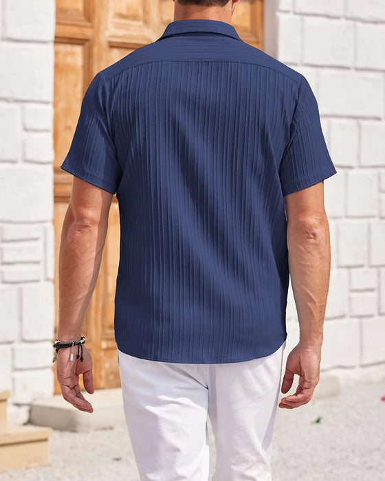 Ribbed Solid Casual Shirt