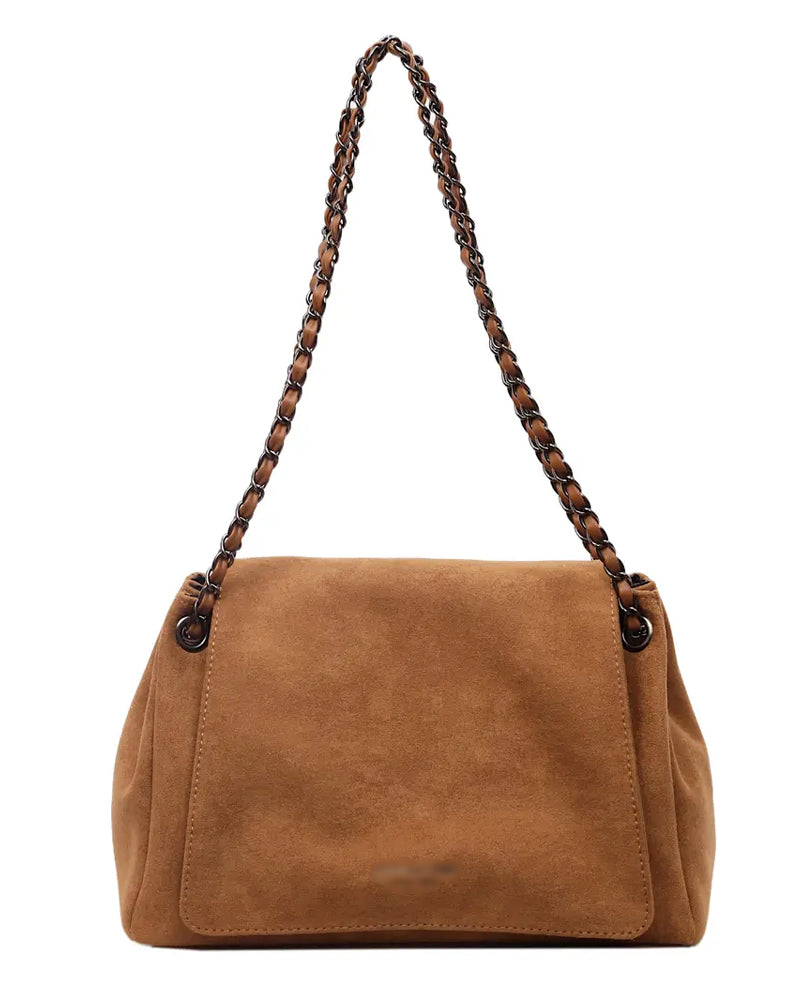 Plain Suede Crossbody Shoulder Bag