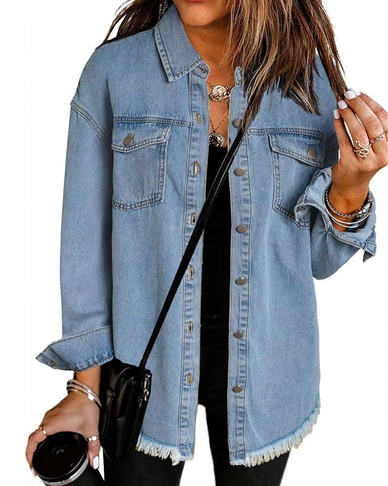 Frayed Hem Washed Shirt