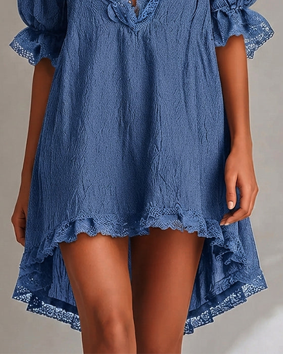 Lace Patchwork Asymmetrical Dress