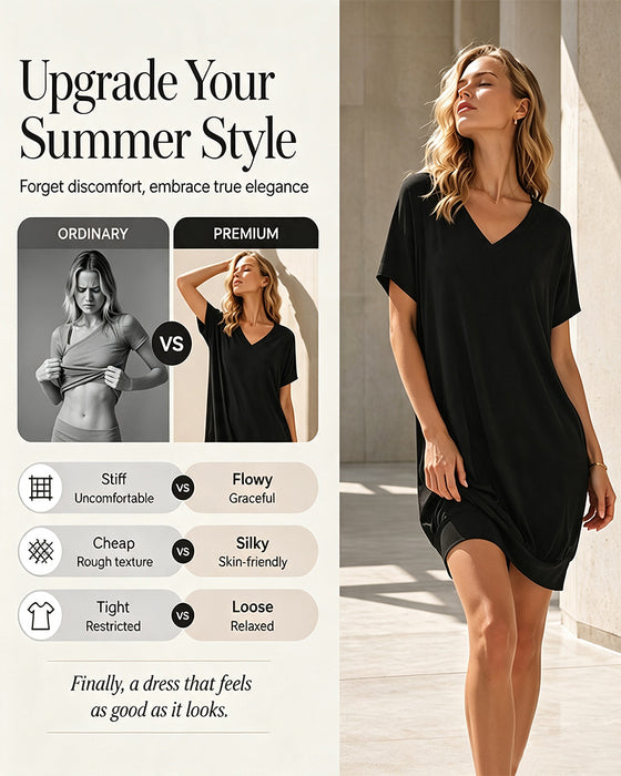 Relaxed Comfort V-Neck Solid Dress