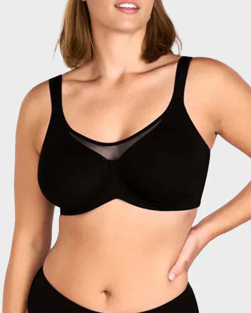 Mesh Splice Underwire Push-Up Bra