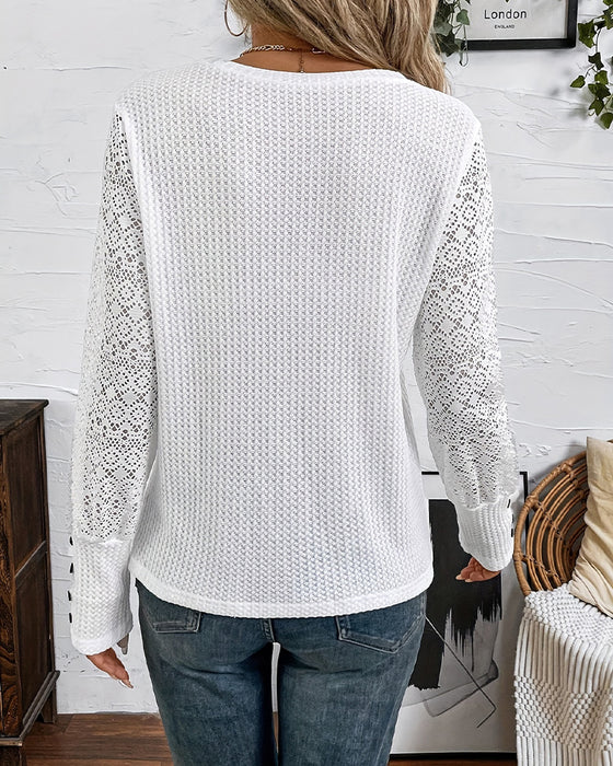 Lace Crochet Long Sleeve Top