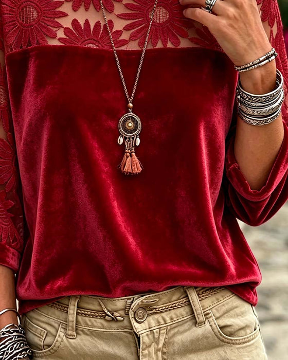 Crew Neck Sunflower Casual Blouse