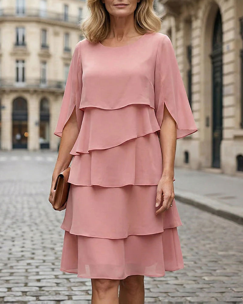 Loose Round Neck Cake Dress