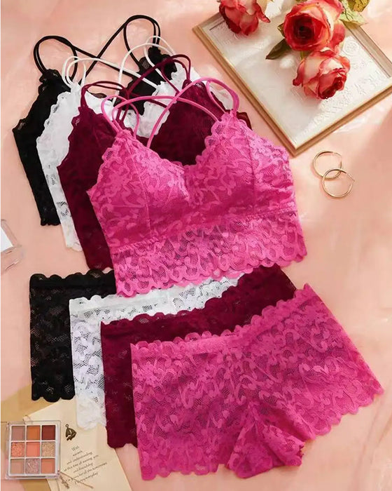 Lace Cutout Back Lingerie Set