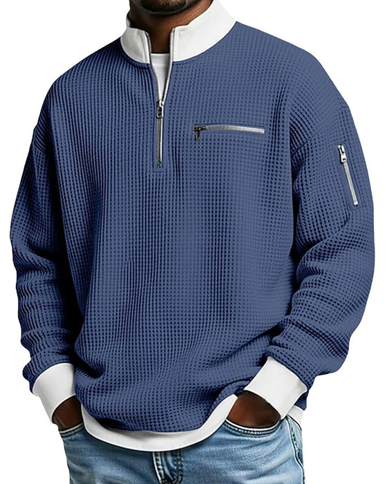Stand Collar Contrasting Zipper Sweatshirt