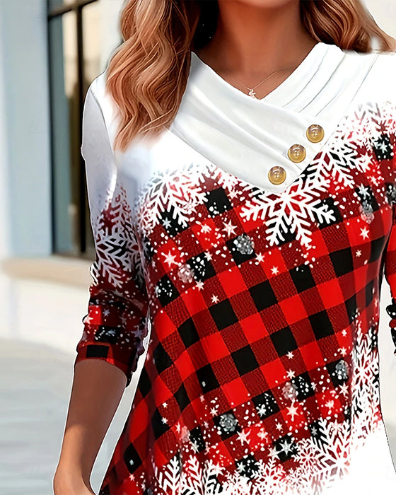 Snowflake Plaid Christmas Top
