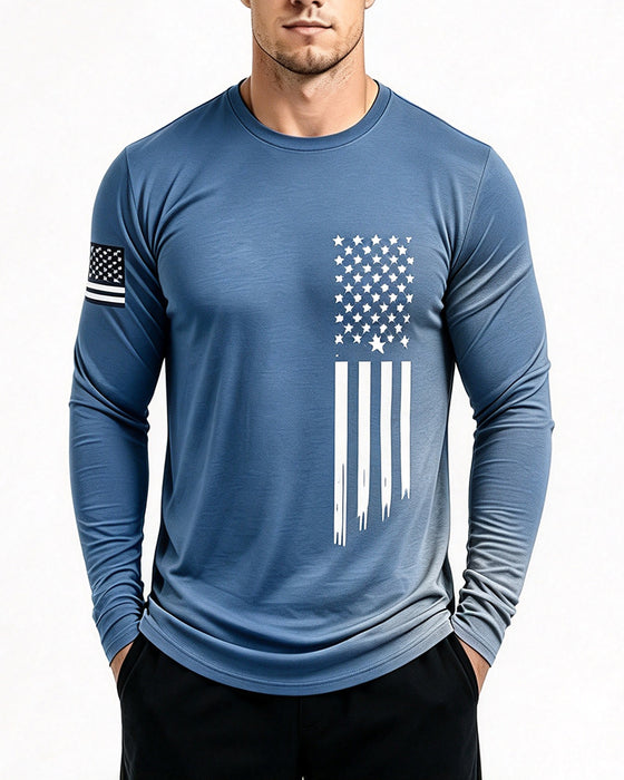 Men's National Flag Print Long-Sleeve Top