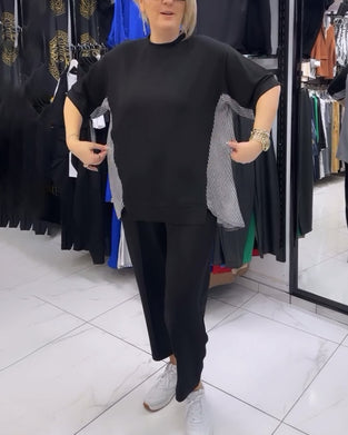 Pinstripe patchwork casual blouse