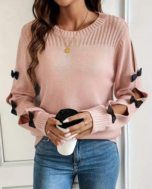 Bow-tie long-sleeved round neck Jumper