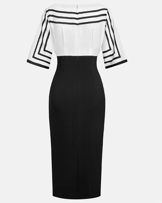 Stylish Striped Contrast Waist Dress