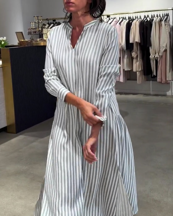 Striped Side Slit Maxi Dress