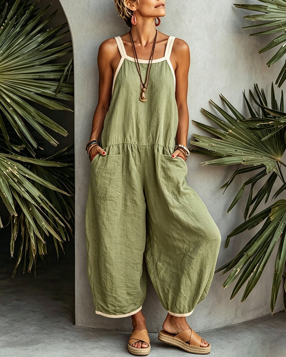 Color-Blocked Pocket Jumpsuit