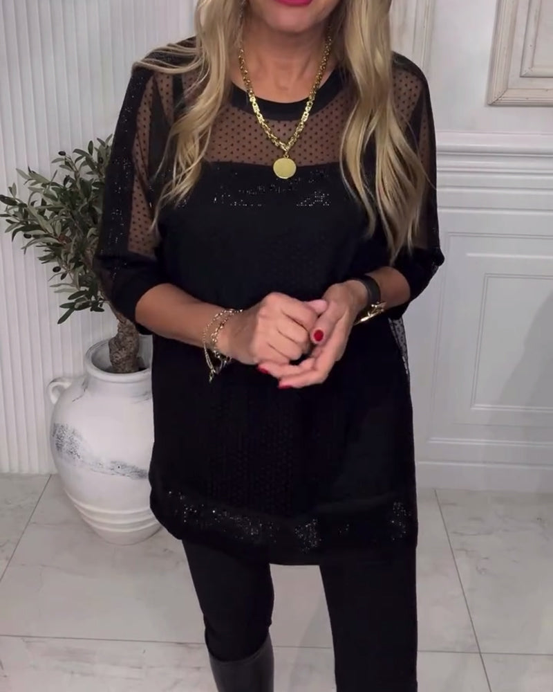 Patchwork Long Sleeve Blouse