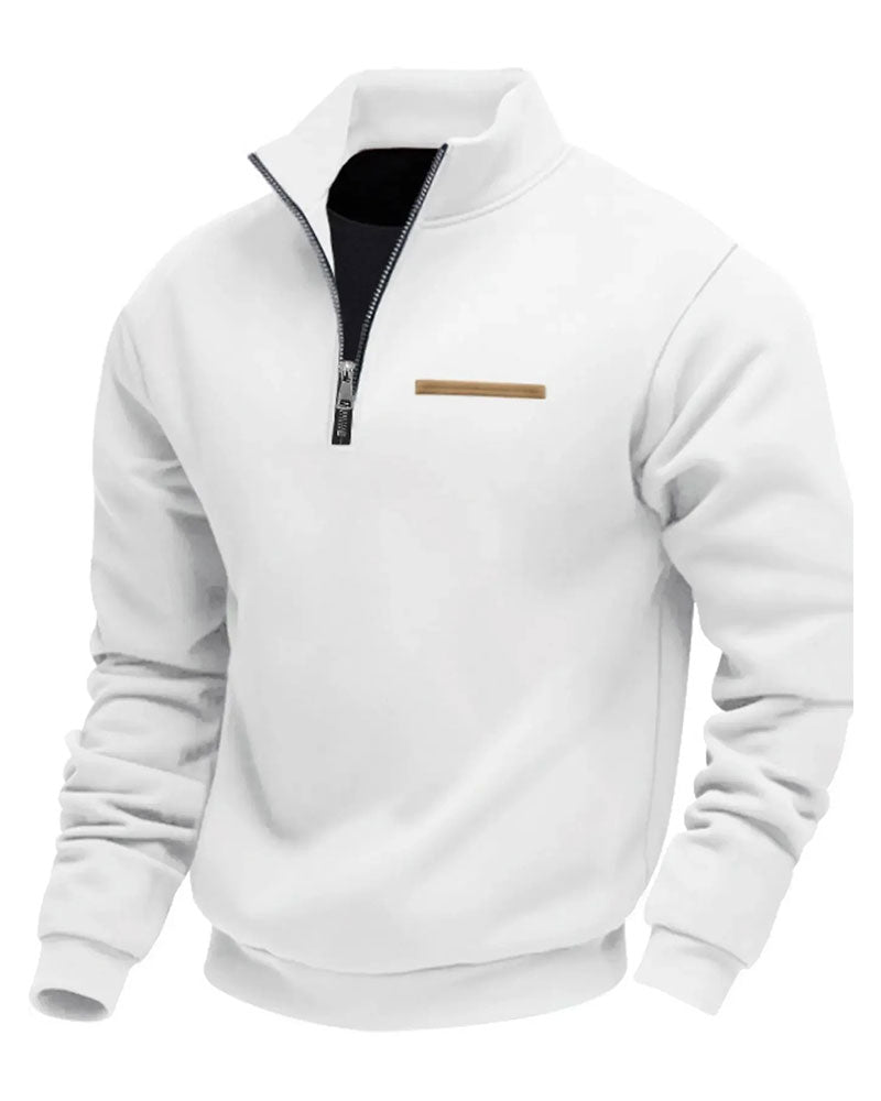 Solid Color Stand Collar Zipper Sweatshirt