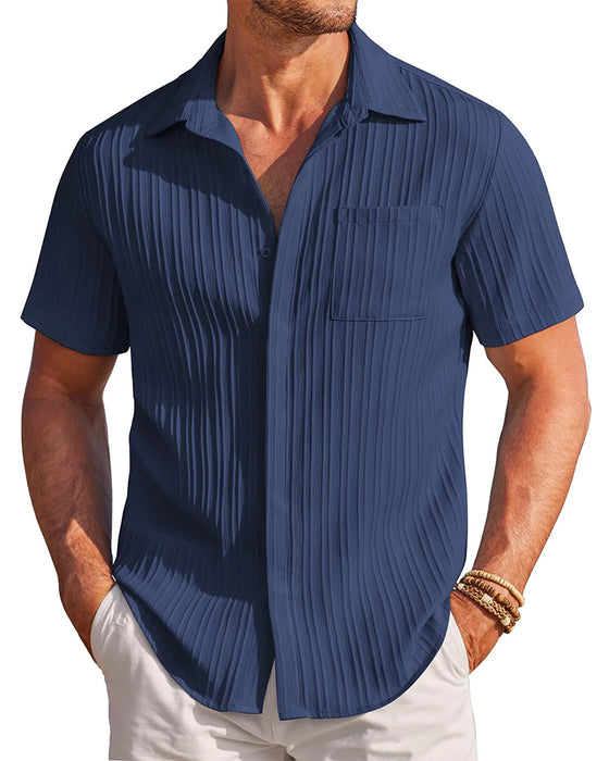 Ribbed Solid Casual Shirt