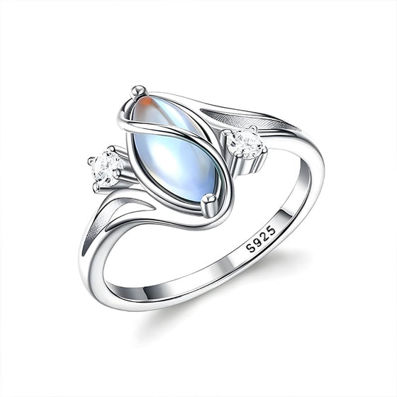 Oval Moonstone Geometric Ring