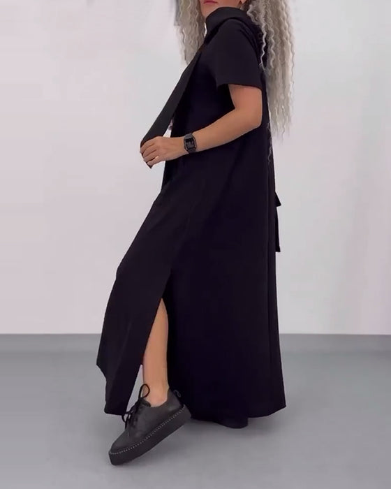 Solid Color Hooded Casual Sweater Dress