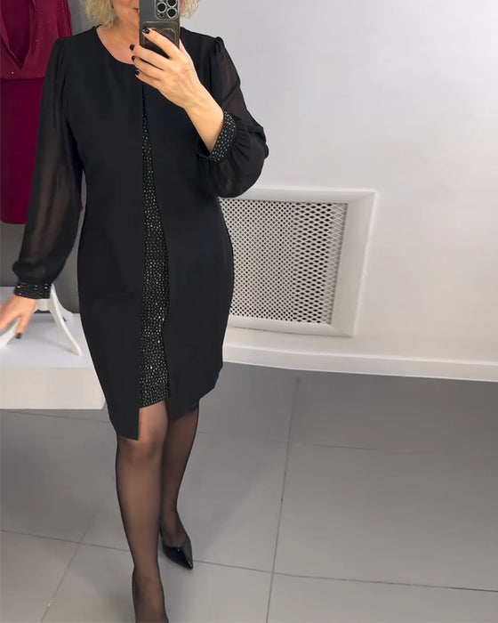 Round Neck Diamond Panel Dress