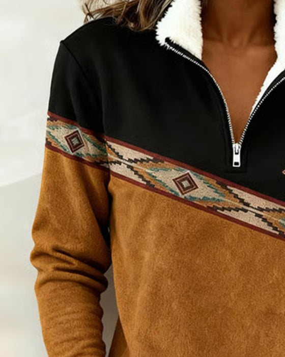 Retro Half-Zip Collar Sweatshirt