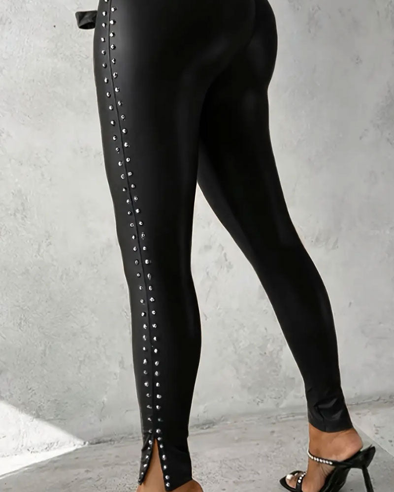 High Waist Slit Narrow Leg Pants