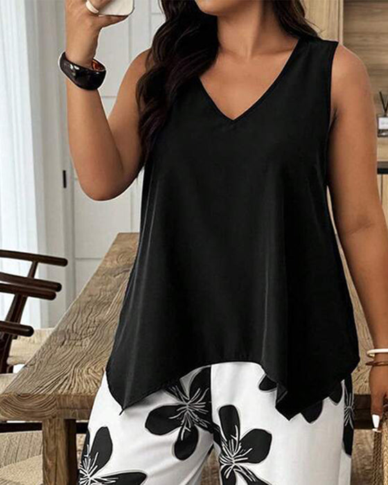 Elegant Print Sleeveless Set