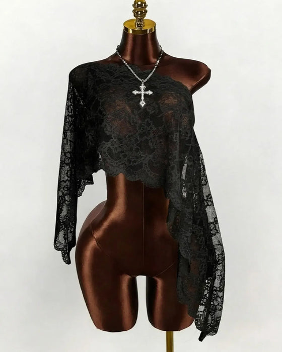 Sheer Lace Long-Sleeve Cover-Ups