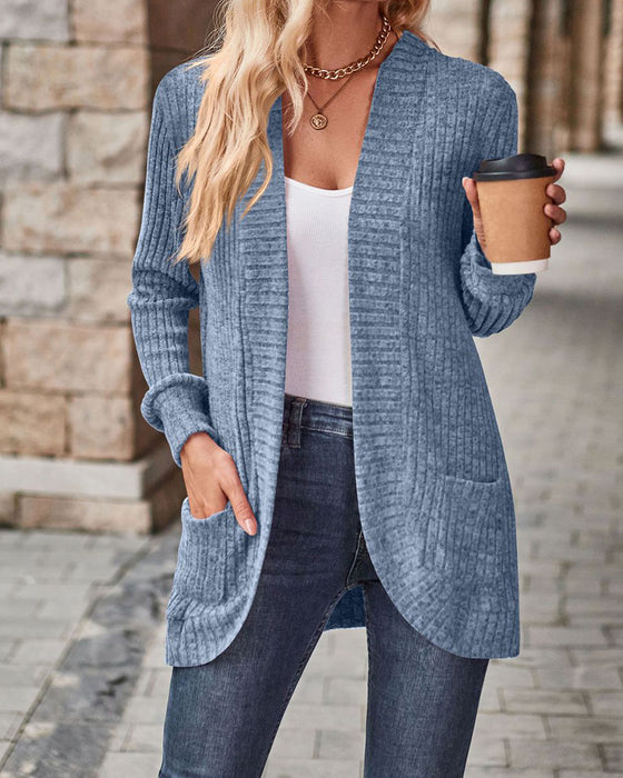 Brushed Casual Long-Sleeve Coat