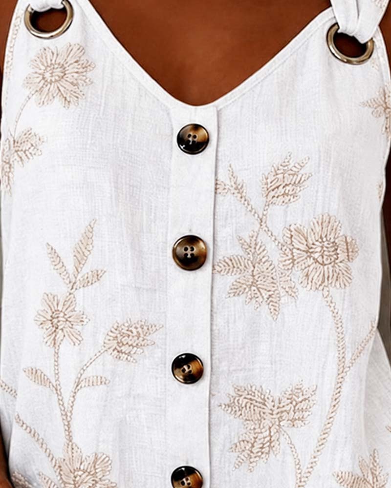 Floral Camisole Metal Ring Tank Top
