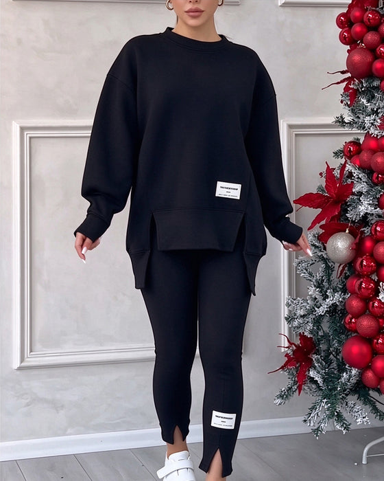Printed Sweatshirt And Sweatpants Set