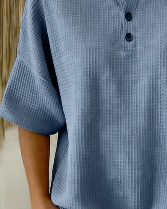 Waffle Loose Casual Top