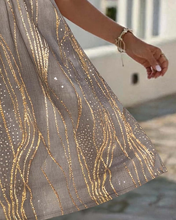 V-Neck Line Sleeveless Dress
