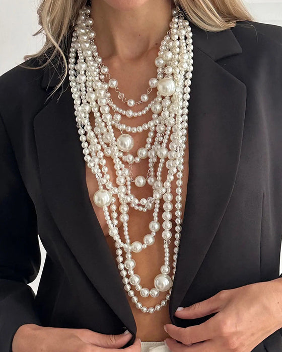 Multi-Layer Long Pearl Necklace