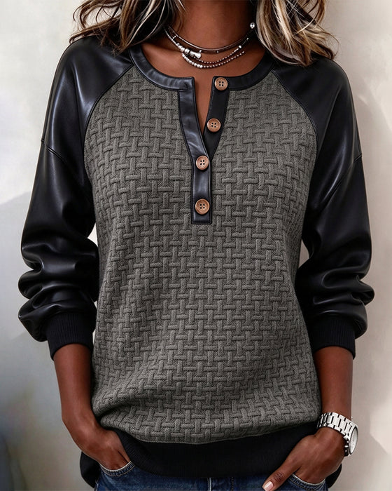 Patchwork Raglan Sleeve Top