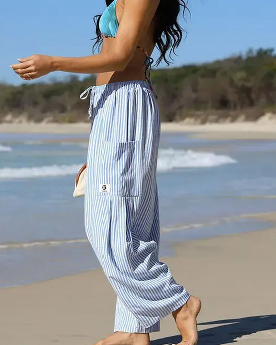 Casual Plaid Print Cropped Pants