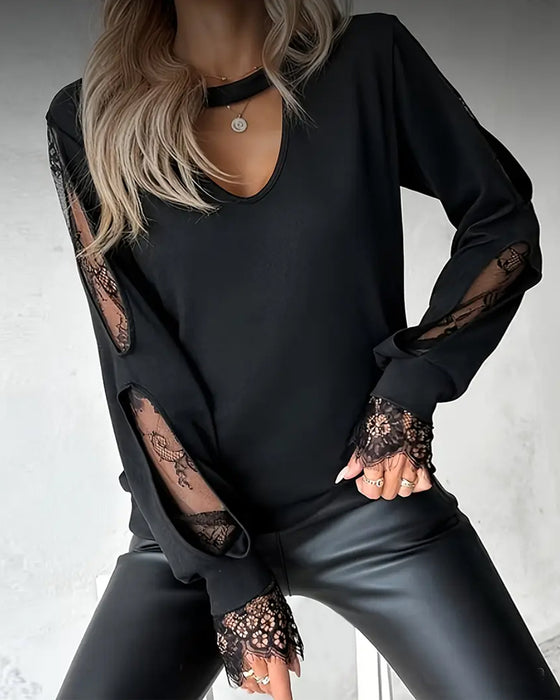 Lace Paneled Sexy Top