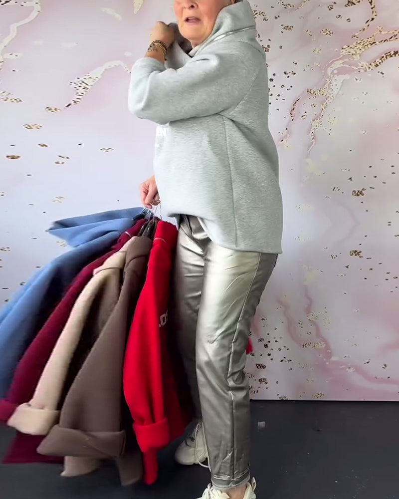 Hooded Letter Zipper Casual Sweatshirt