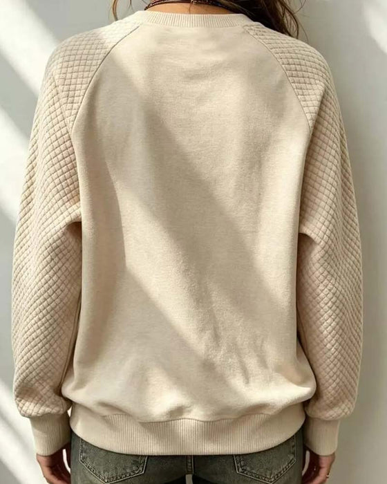Crewneck Argyle Raglan Sleeve Pullover Sweatshirt